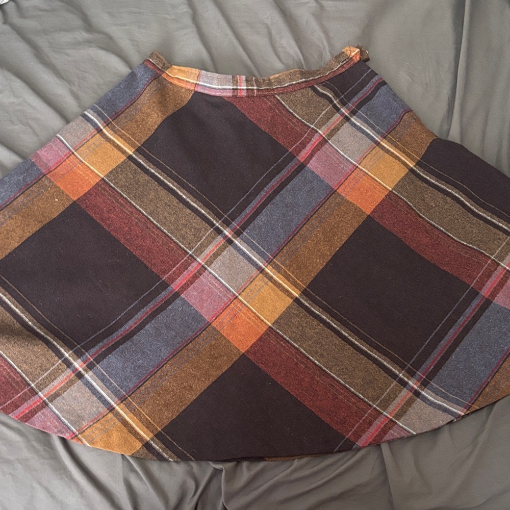 Vintage Plaid Wool Skirt No Brand